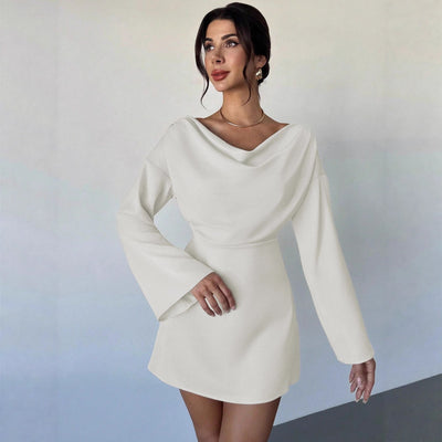 New Stylish And Elegant Long - sleeve Patchwork Dress - Zambeel