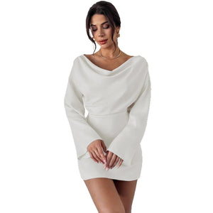 New Stylish And Elegant Long - sleeve Patchwork Dress - Zambeel