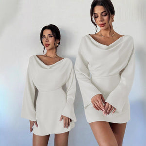 New Stylish And Elegant Long - sleeve Patchwork Dress - Zambeel