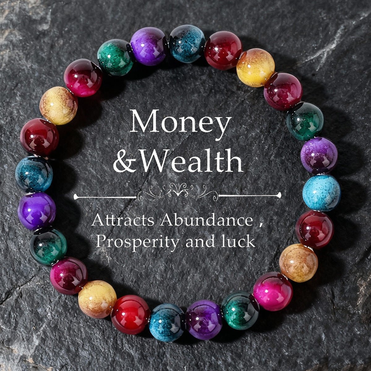 New Trendy Beaded Colorful Faux Tigers Eye Bracelet For Women - Zambeel