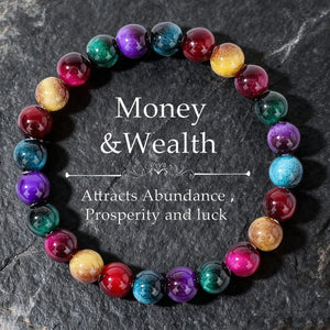 New Trendy Beaded Colorful Faux Tigers Eye Bracelet For Women - Zambeel
