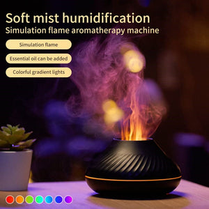 New Volcanic Flame Aroma Diffuser Essential Oil Lamp 130ml USB Portable Air Humidifier With Color Night Light Mist Maker Fogger LED Light - Zambeel