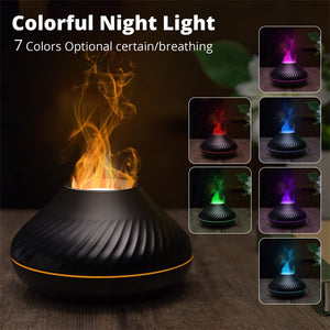 New Volcanic Flame Aroma Diffuser Essential Oil Lamp 130ml USB Portable Air Humidifier With Color Night Light Mist Maker Fogger LED Light - Zambeel