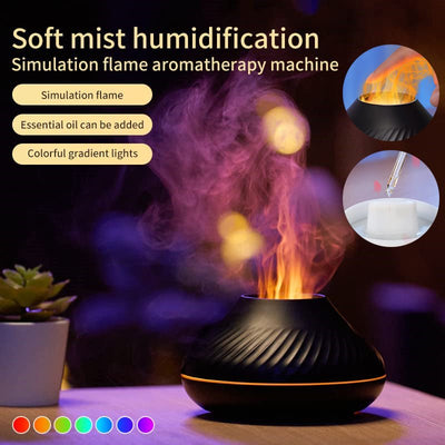 New Volcanic Flame Aroma Diffuser Essential Oil Lamp 130ml USB Portable Air Humidifier With Color Night Light Mist Maker Fogger LED Light - Zambeel