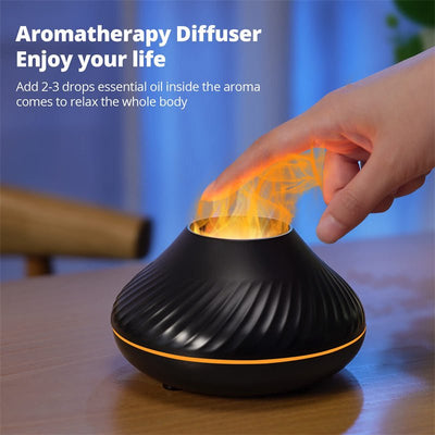 New Volcanic Flame Aroma Diffuser Essential Oil Lamp 130ml USB Portable Air Humidifier With Color Night Light Mist Maker Fogger LED Light - Zambeel