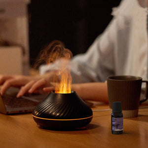 New Volcanic Flame Aroma Diffuser Essential Oil Lamp 130ml USB Portable Air Humidifier With Color Night Light Mist Maker Fogger LED Light - Zambeel