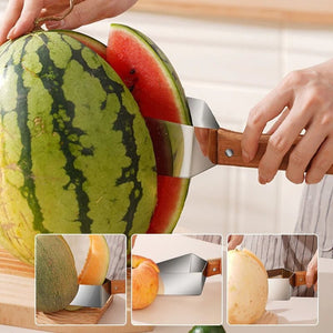 New Watermelon Splitter Watermelon Cutting Artifact 430 Stainless Steel Cutting Piece Splitter Household Melon Triangle Cutting Knife Fruit Knife Kitchen Gadgets - Zambeel
