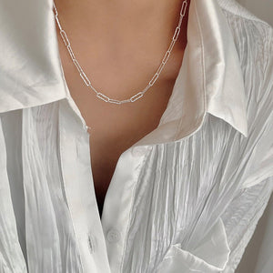 New Women's Niche Design S925 Silver Geometric Ring Necklace Trendy Jewelry Party Birthday Gift - Zambeel
