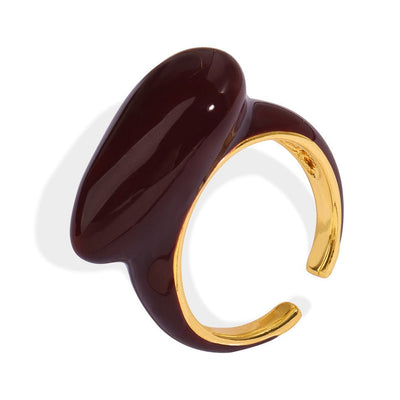Niche Court Style Vintage Copper Material Colored Enamel Glaze Drop - shaped Open Ring - Zambeel