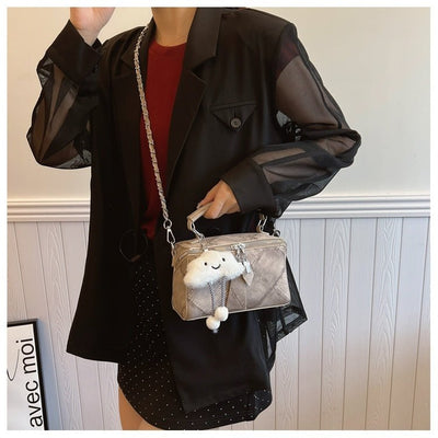 Niche Korean Style Box Elegant Texture Chain Handbag Shoulder Messenger Bag - Zambeel