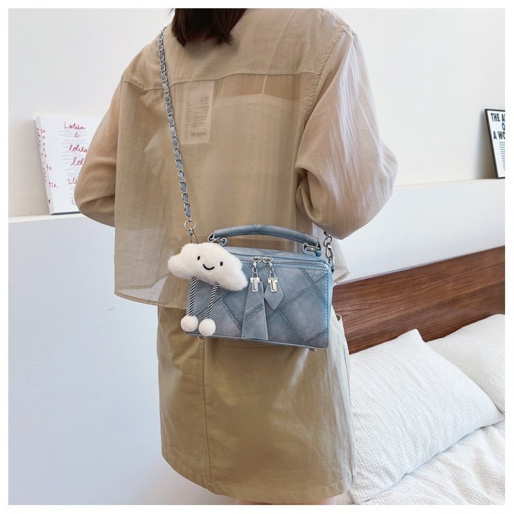 Niche Korean Style Box Elegant Texture Chain Handbag Shoulder Messenger Bag - Zambeel