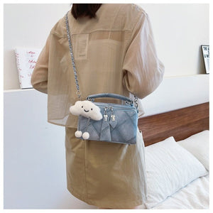 Niche Korean Style Box Elegant Texture Chain Handbag Shoulder Messenger Bag - Zambeel