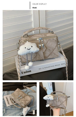 Niche Korean Style Box Elegant Texture Chain Handbag Shoulder Messenger Bag - Zambeel