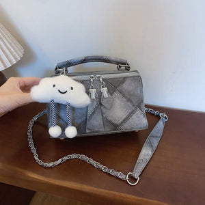 Niche Korean Style Box Elegant Texture Chain Handbag Shoulder Messenger Bag - Zambeel