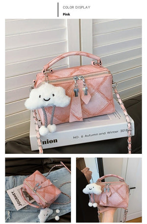 Niche Korean Style Box Elegant Texture Chain Handbag Shoulder Messenger Bag - Zambeel