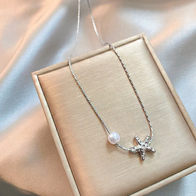Niche Starfish Pearl Necklace For Women Simple - Zambeel