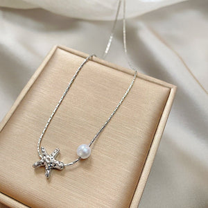 Niche Starfish Pearl Necklace For Women Simple - Zambeel