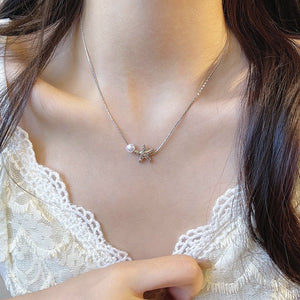 Niche Starfish Pearl Necklace For Women Simple - Zambeel