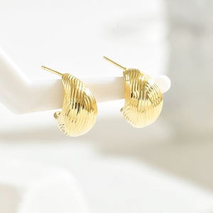 Niche Women's Ear Studs Geometric Pleated Lines - Zambeel