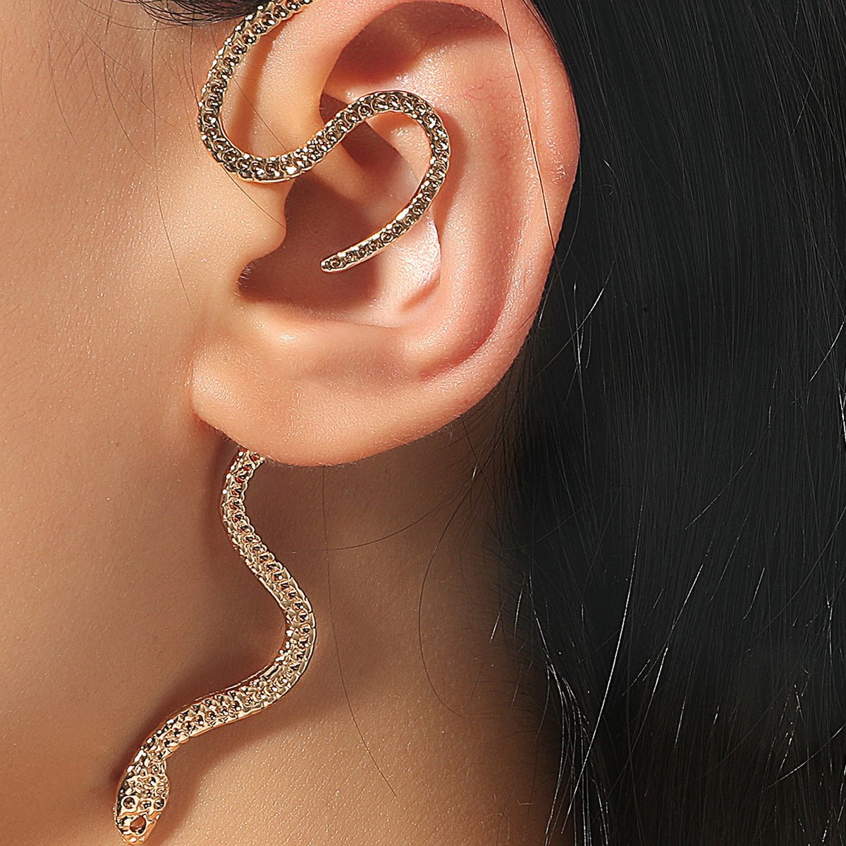 Non - hole Ear Clip Vintage Zircon Snake - shaped Earrings For Women Exaggerated Fake Cartilage Ear Cuff Fashion Jewerly Gifts - Zambeel