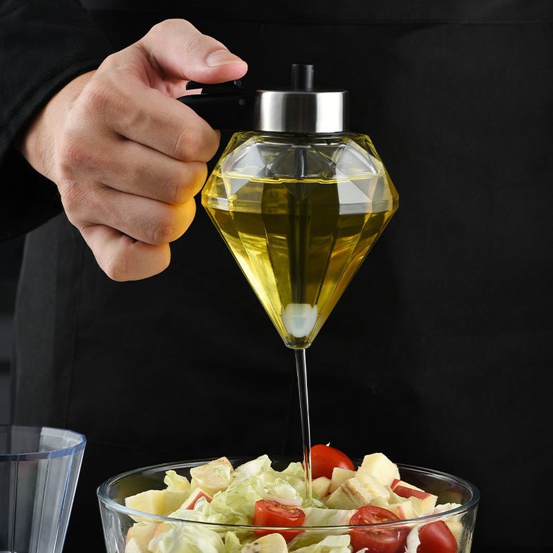 Oil Dispenser Diamond Shaped Glass Oil Bottle Kitchen Push Design Seasoning Bottle - Zambeel