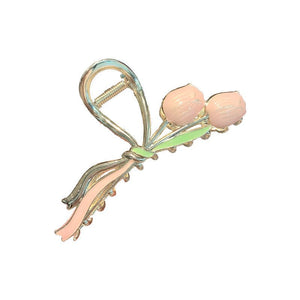 Oil Dripping Tulip Metal Grip Back Head Elegant Barrettes - Zambeel