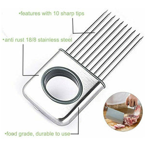 Onion Holder Slicer Vegetable tools Tomato Cutter Stainless Steel Kitchen Gadget - Zambeel