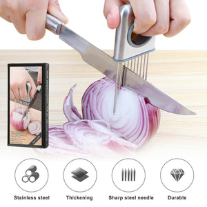 Onion Holder Slicer Vegetable tools Tomato Cutter Stainless Steel Kitchen Gadget - Zambeel