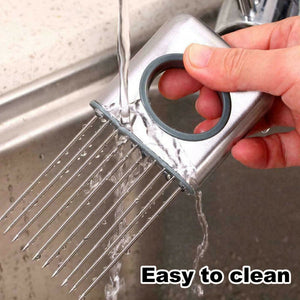 Onion Holder Slicer Vegetable tools Tomato Cutter Stainless Steel Kitchen Gadget - Zambeel