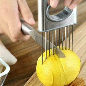 Onion Holder Slicer Vegetable tools Tomato Cutter Stainless Steel Kitchen Gadget - Zambeel