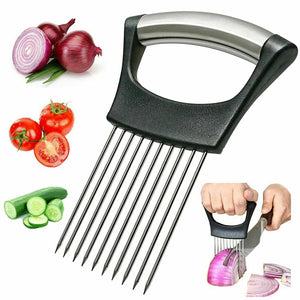 Onion Holder Slicer Vegetable tools Tomato Cutter Stainless Steel Kitchen Gadget - Zambeel