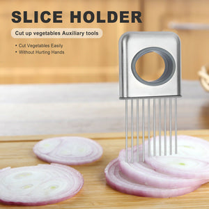 Onion Holder Slicer Vegetable tools Tomato Cutter Stainless Steel Kitchen Gadget - Zambeel