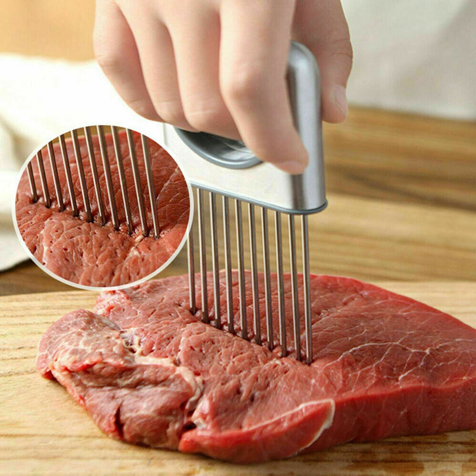 Onion Holder Slicer Vegetable tools Tomato Cutter Stainless Steel Kitchen Gadget - Zambeel