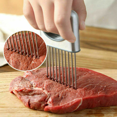 Onion Holder Slicer Vegetable tools Tomato Cutter Stainless Steel Kitchen Gadget - Zambeel