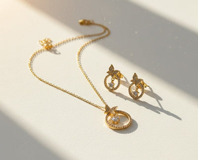 Open Circle Butterfly & Solitaire Set - Zambeel