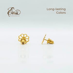 Open Daisy with Red Epoxy Gold Earring | Stainless Steel | 18K Gold Plated - Zambeel