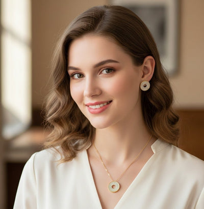 Open Halo Circle Pave Jewelry Set - Zambeel