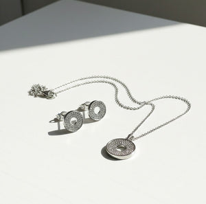 Open Halo Circle Pave Jewelry Set - Zambeel