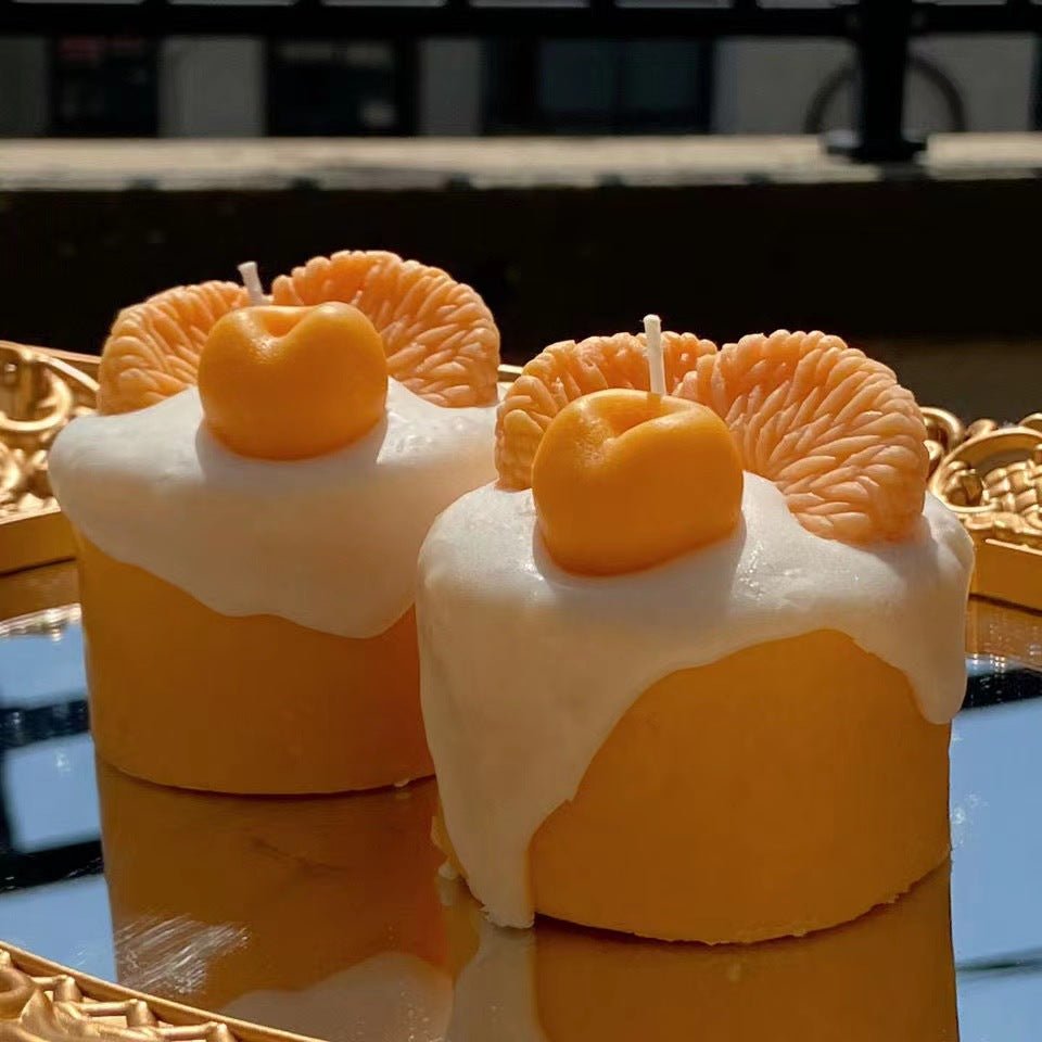 Orange Cute Fruit Cream Cupcake Scented Candles - Zambeel