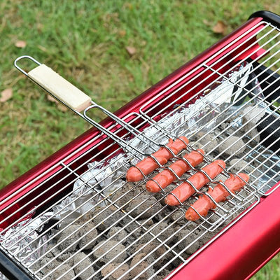 Outdoor Grilling Accessories Barbecue Tools Wooden Handle Sausage Clip Barbecue Clip Vegetable Clip Barbecue Rack - Zambeel