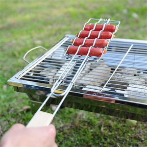 Outdoor Grilling Accessories Barbecue Tools Wooden Handle Sausage Clip Barbecue Clip Vegetable Clip Barbecue Rack - Zambeel