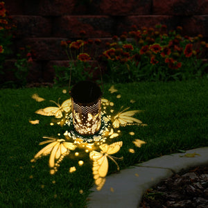 Outdoor Pluggable Or Hanging Iron Solar Butterfly Projector Lamp - Zambeel
