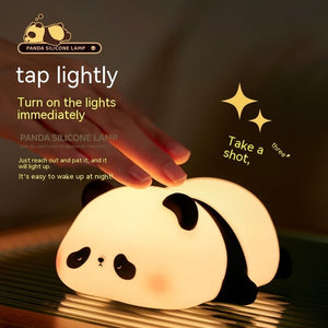 Panda Night Lights For Kids Cute Animal Silicone Timing Rechargeable Lamp Cartoon Panda Bedroom Decoration Kids Boys Girls Gift - Zambeel