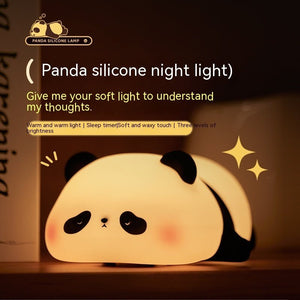 Panda Night Lights For Kids Cute Animal Silicone Timing Rechargeable Lamp Cartoon Panda Bedroom Decoration Kids Boys Girls Gift - Zambeel