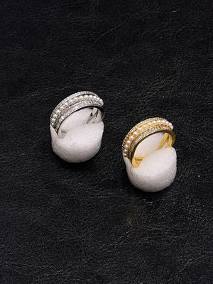 Pearl Crystal Band Ring - Zambeel