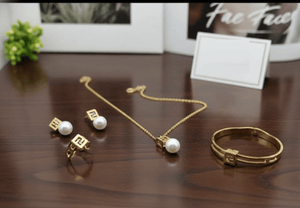 Pearl Drop Square Pendant Jewelry Set - Zambeel