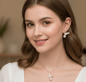 Pearl Sparkle Butterfly Jewelry Set - Zambeel