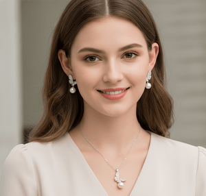 Pearl Sparkle Butterfly Jewelry Set - Zambeel