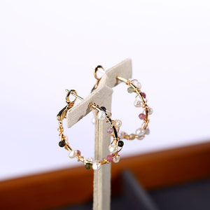 Pearl Winding Small Circle Earrings - Zambeel