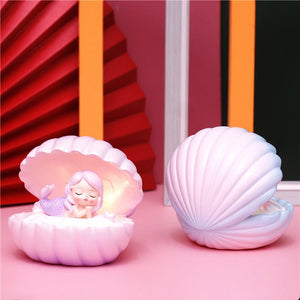 Pearlescent Mermaid Star Lamp Ins Girl Dream Shell Lamp Fairy Decoration Night Light Resin Crafts - Zambeel